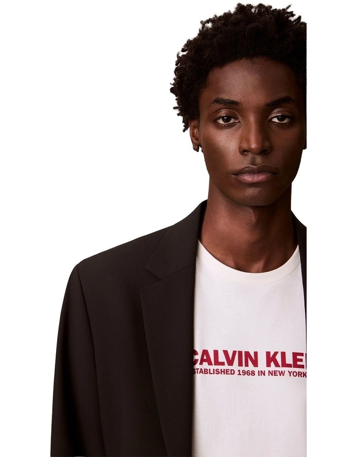 Short Sleeve Logo Graphic Tee in White Greige image 4