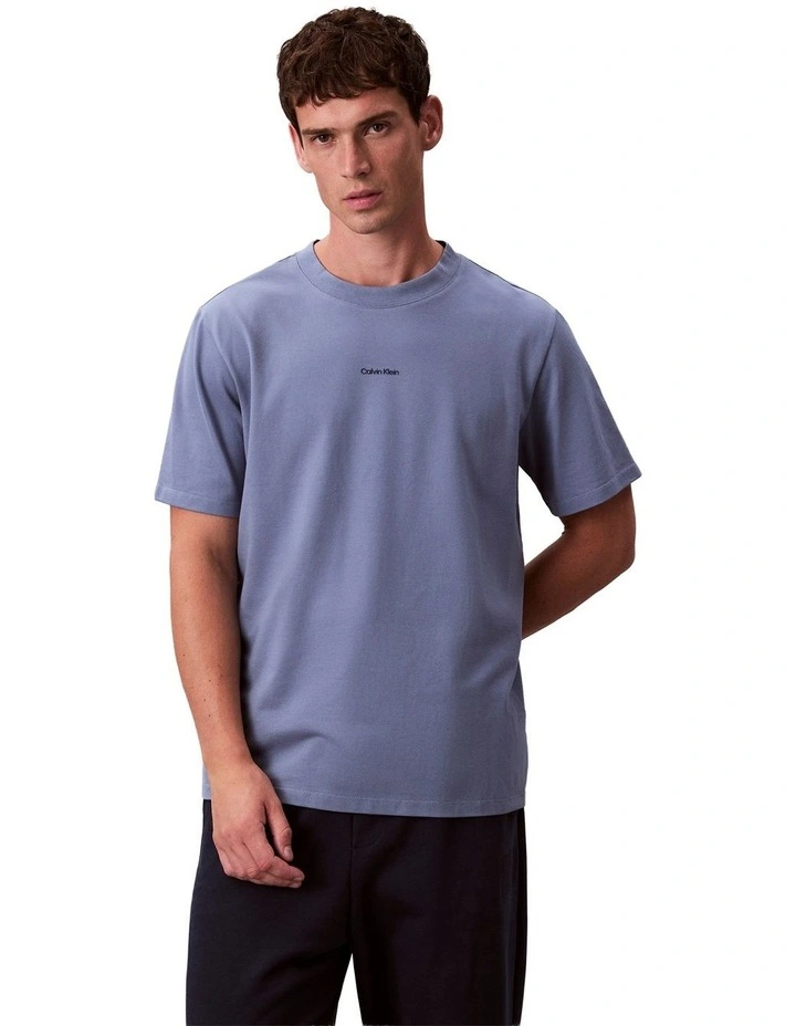 Stretch Cotton Pique Nano Tee in Dusty Sailor Blue image 1