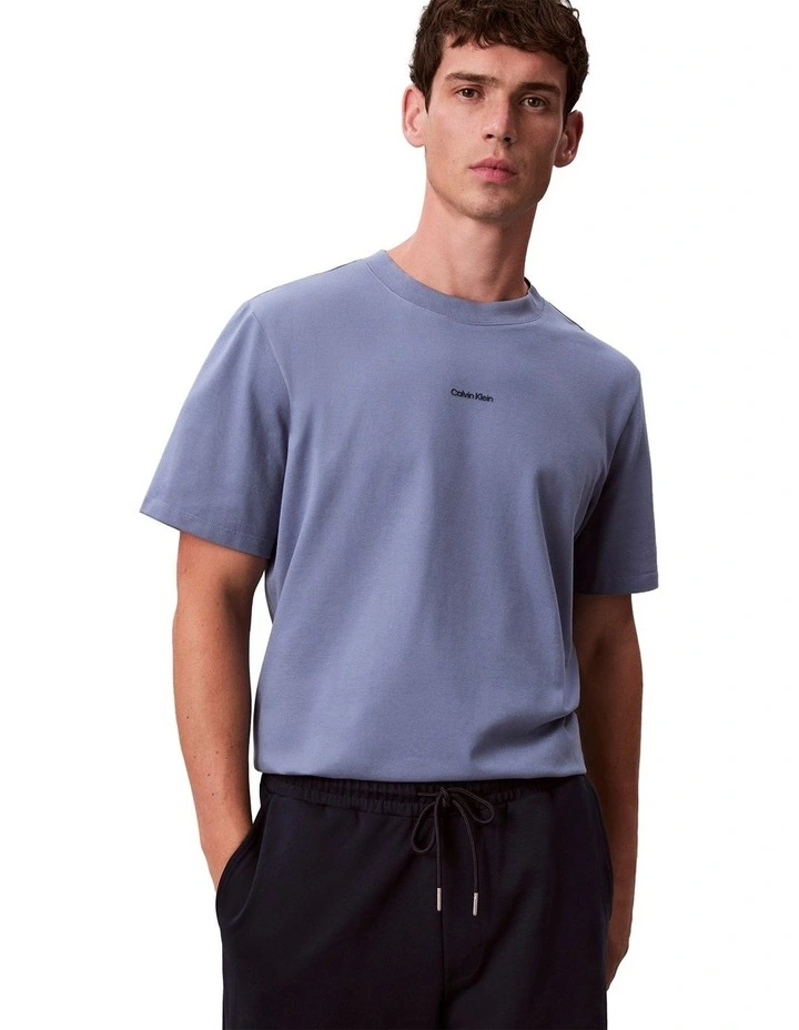 Stretch Cotton Pique Nano Tee in Dusty Sailor Blue image 3