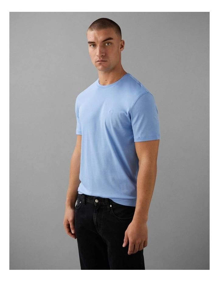 Short Sleeve Supima Chest Embroidered T-shirt in Blue Descent image 1