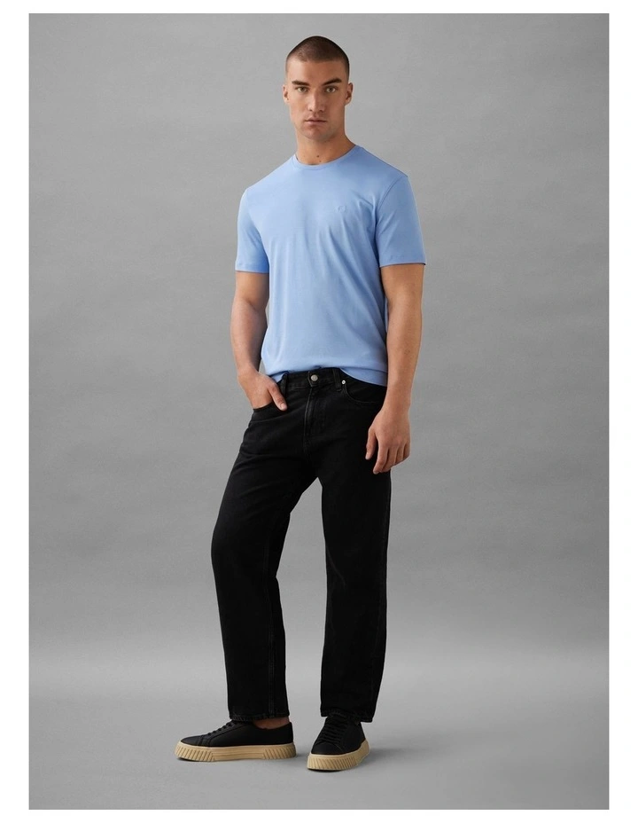Short Sleeve Supima Chest Embroidered T-shirt in Blue Descent image 3