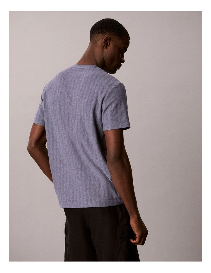 Vertical Stripe Textured Crewneck T-shirt in Blue Nomad image 2