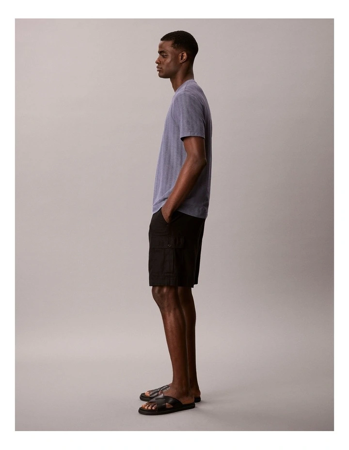 Vertical Stripe Textured Crewneck T-shirt in Blue Nomad image 3