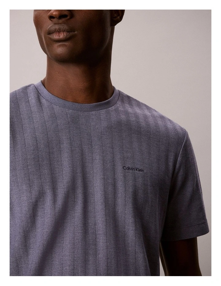 Vertical Stripe Textured Crewneck T-shirt in Blue Nomad image 4