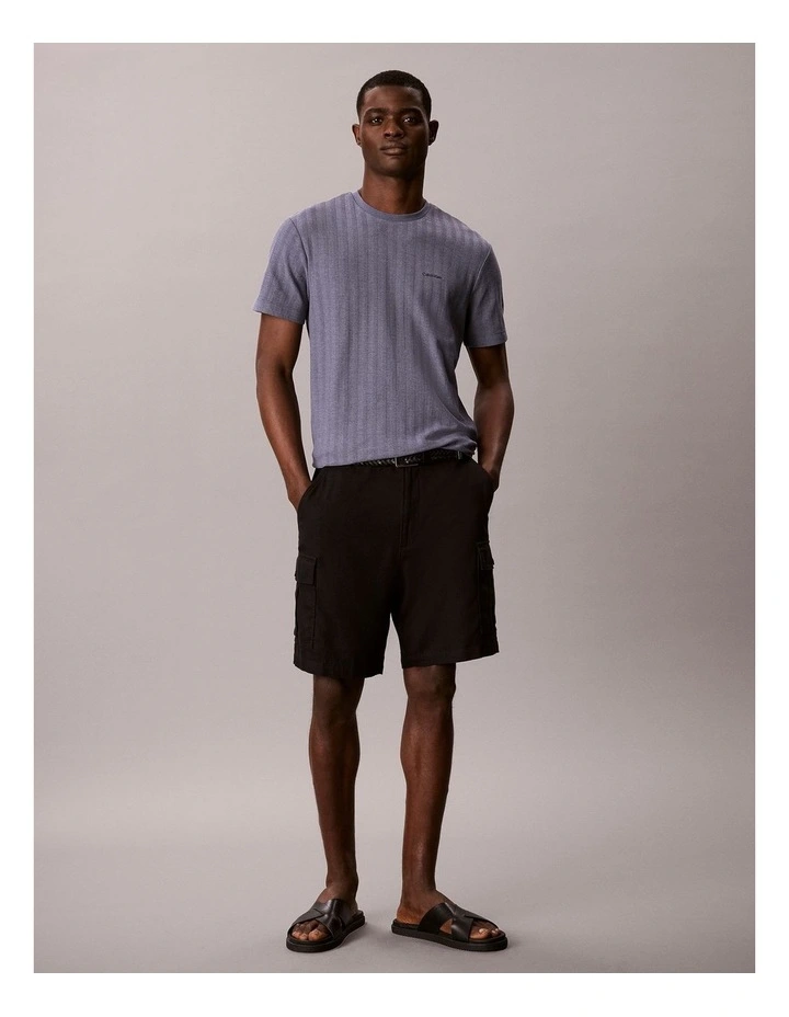Vertical Stripe Textured Crewneck T-shirt in Blue Nomad image 5