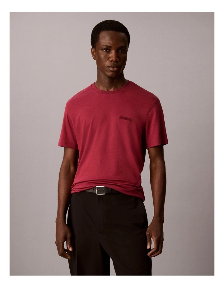 Slim Cotton Badge T-Shirt in Rhododendron image 1