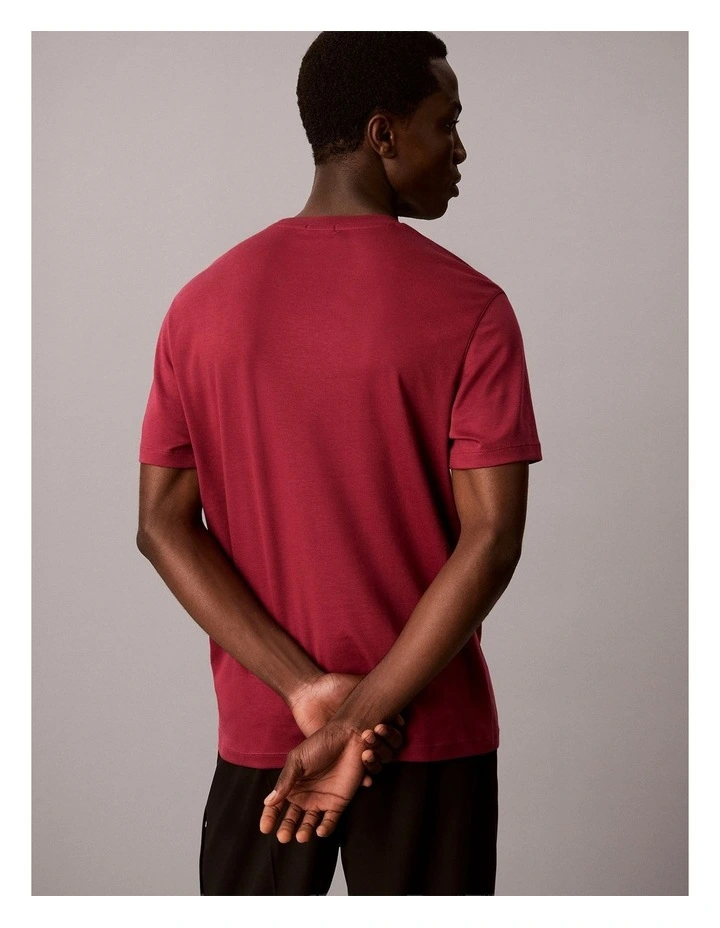 Slim Cotton Badge T-Shirt in Rhododendron image 2