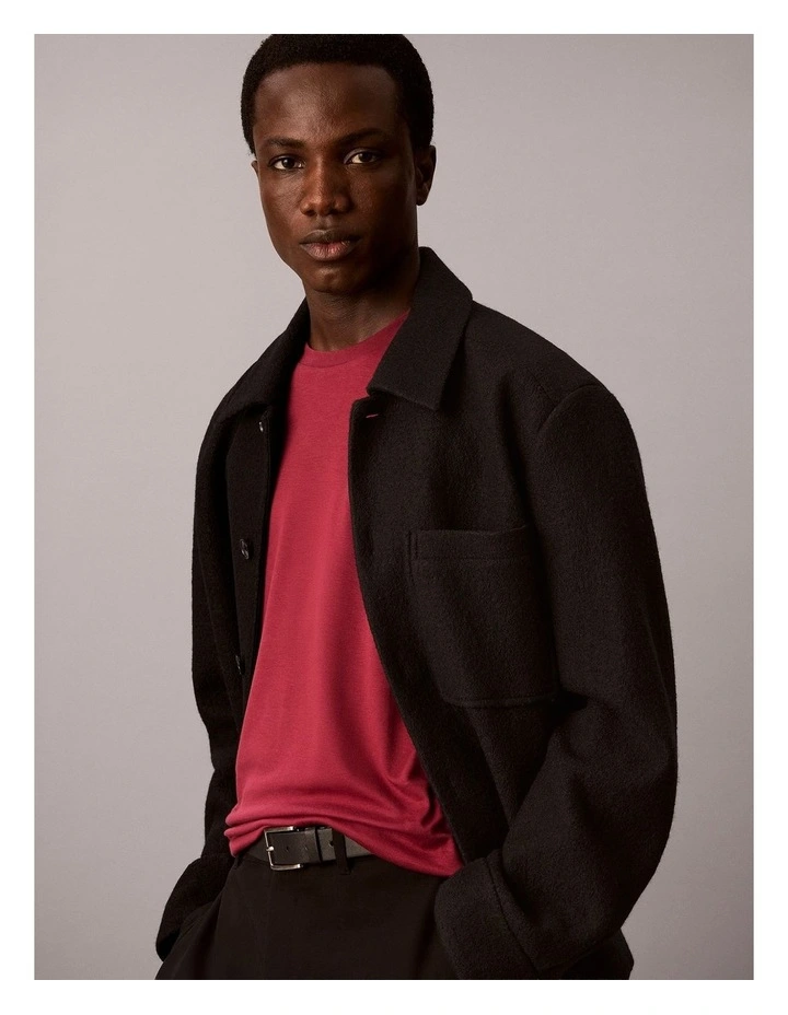Slim Cotton Badge T-Shirt in Rhododendron image 3