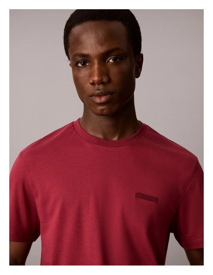 Slim Cotton Badge T-Shirt in Rhododendron image 4