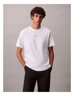 Cotton Stretch Pique Logo Tshirt in Bright White