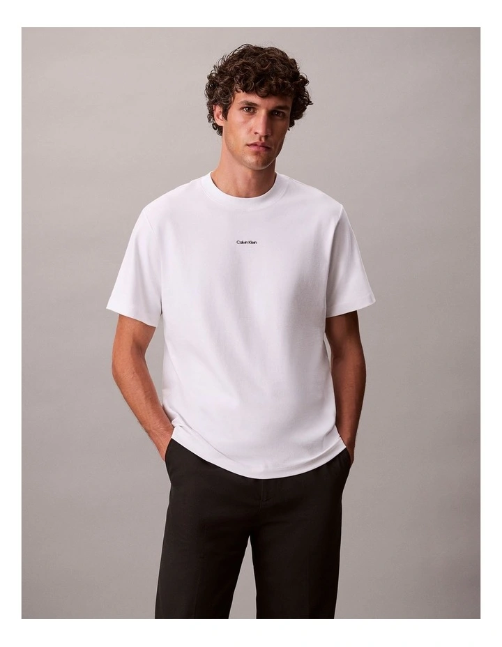 Cotton Stretch Pique Logo Tshirt in Bright White image 1