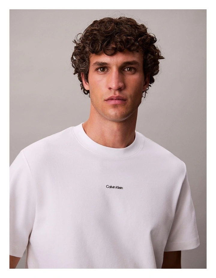 Cotton Stretch Pique Logo Tshirt in Bright White image 3
