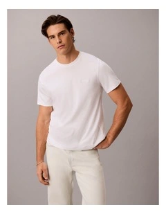 Slim Cotton Badge T-Shirt in Bright White