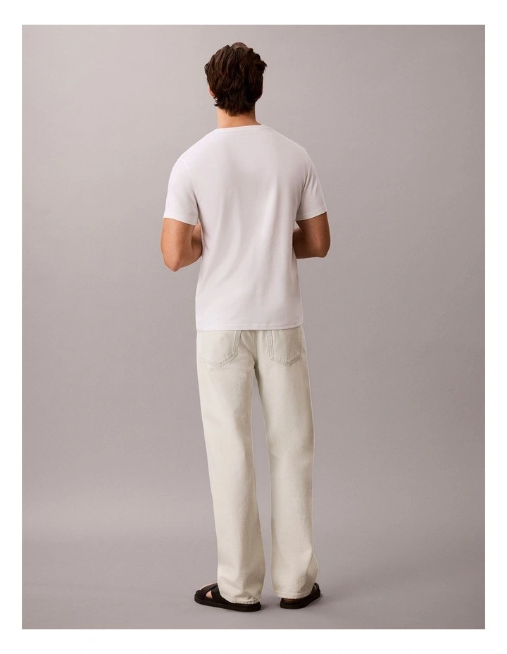 Slim Cotton Badge T-Shirt in Bright White image 2