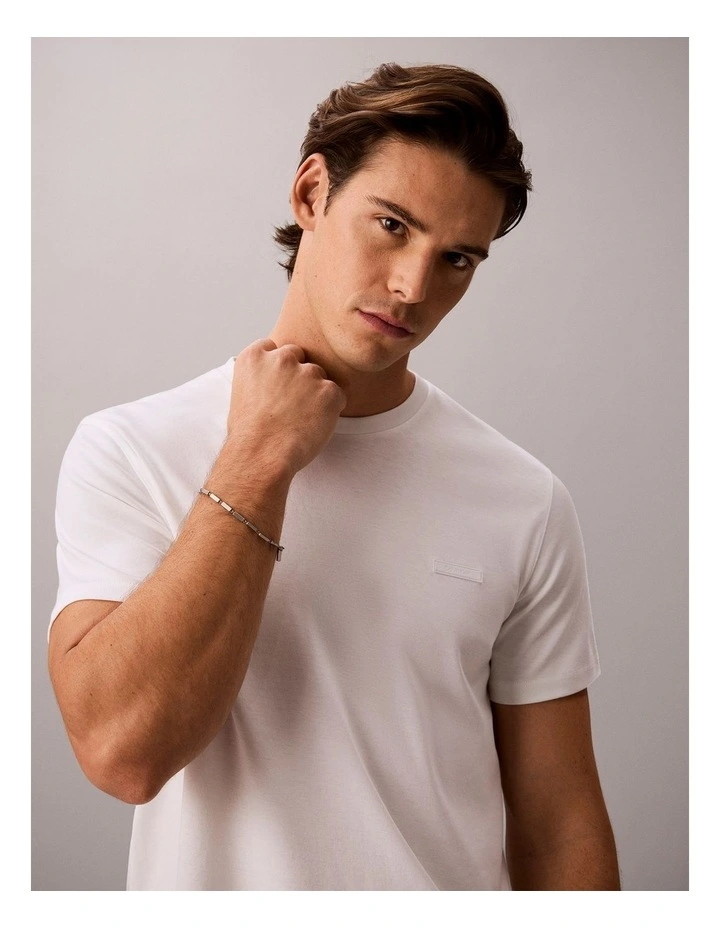 Slim Cotton Badge T-Shirt in Bright White image 4