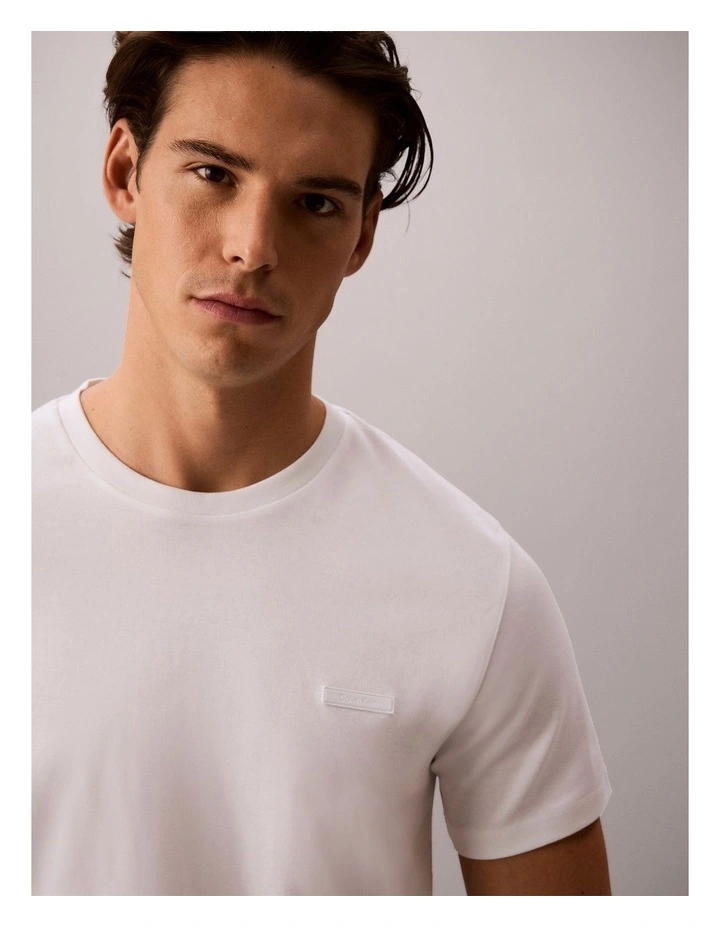 Slim Cotton Badge T-Shirt in Bright White image 5