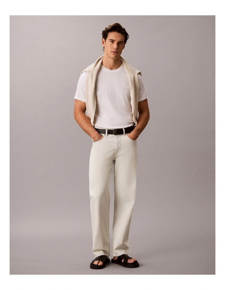 Slim Cotton Badge T-Shirt in Bright White image 6