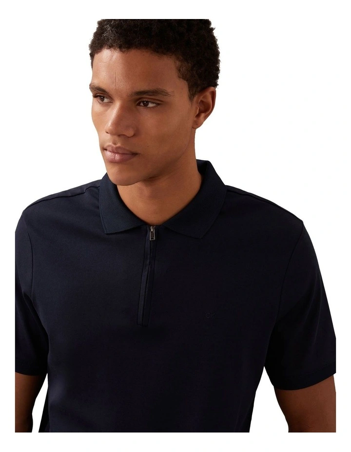 Liquid Touch Welt Zip Polo Shirt in Dark Sapphire image 3