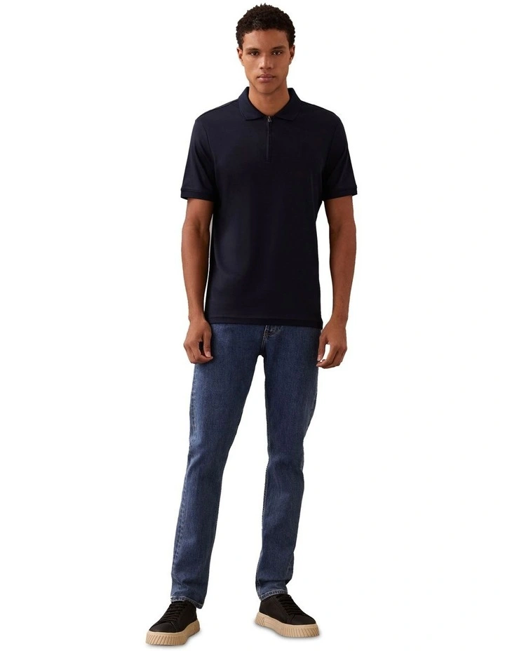 Liquid Touch Welt Zip Polo Shirt in Dark Sapphire image 4