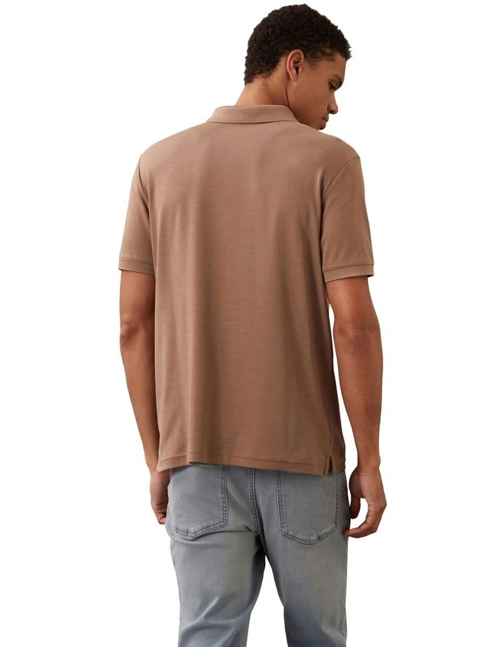 Liquid Touch Welt Zip Polo Shirt in Fossil image 2
