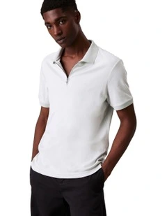 Liquid Touch Welt Zip Polo Shirt in Smoke