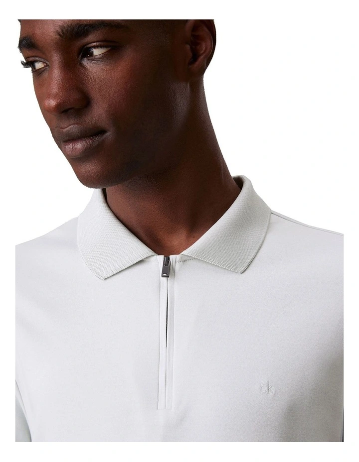 Liquid Touch Welt Zip Polo Shirt in Smoke image 3