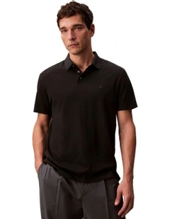 Supima Chest Embro Polo in Black