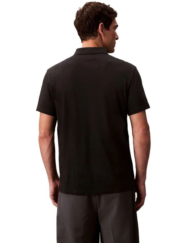 Supima Chest Embro Polo in Black image 2