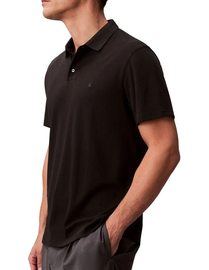 Supima Chest Embro Polo in Black image 3