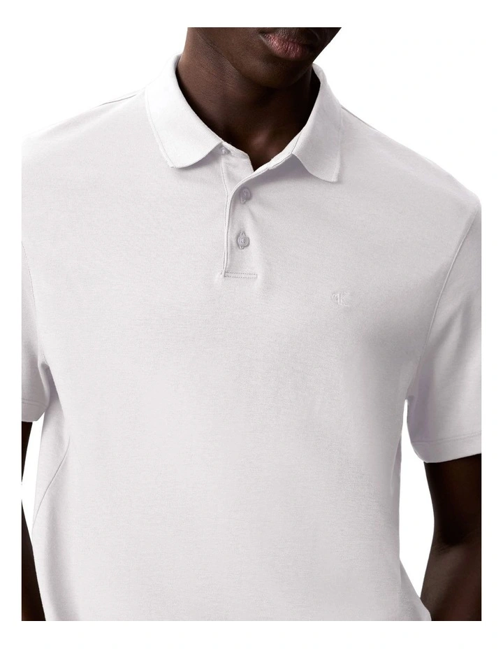 Supima Chest Embro Polo in White image 3