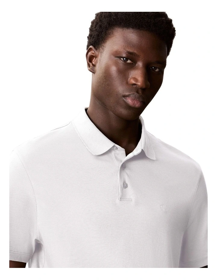 Supima Chest Embro Polo in White image 4