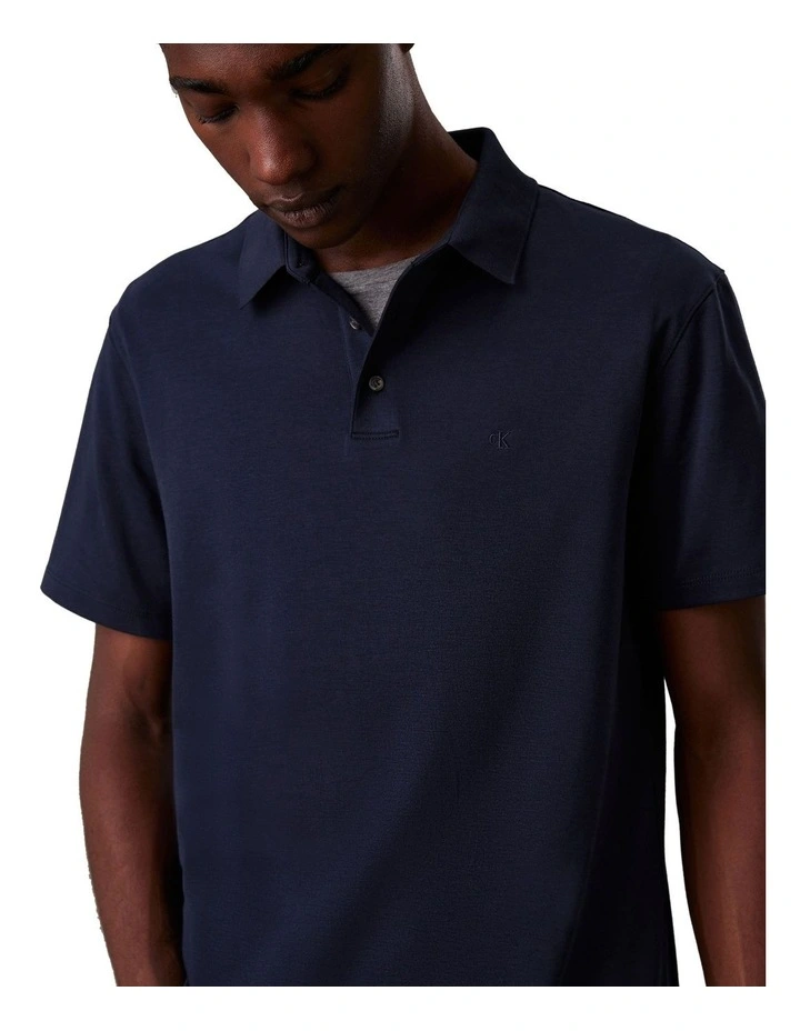 Supima Chest Embro Polo in Dark Sapphire image 3