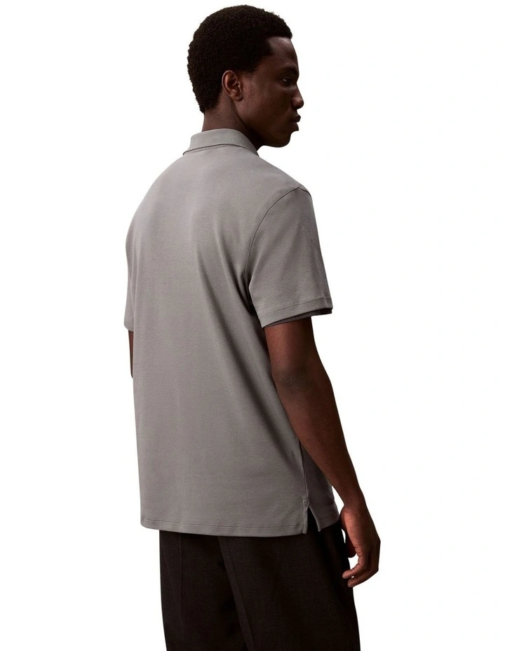 Supima Chest Embro Polo Shirt in Grey image 2