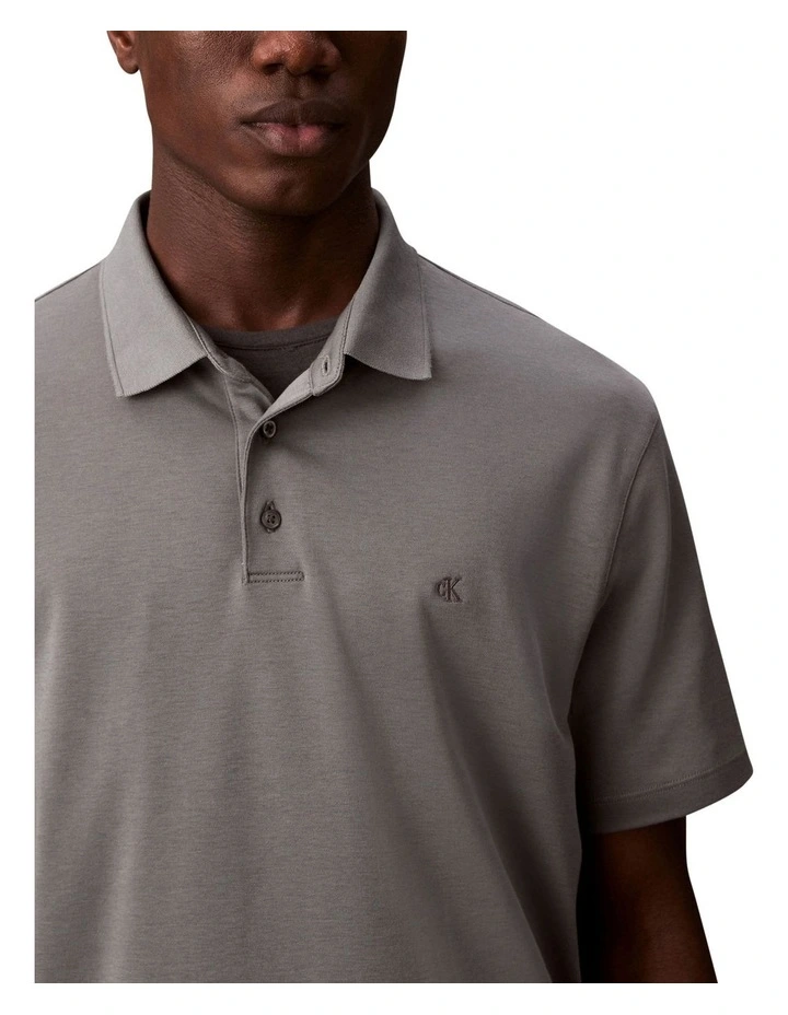 Supima Chest Embro Polo Shirt in Grey image 4