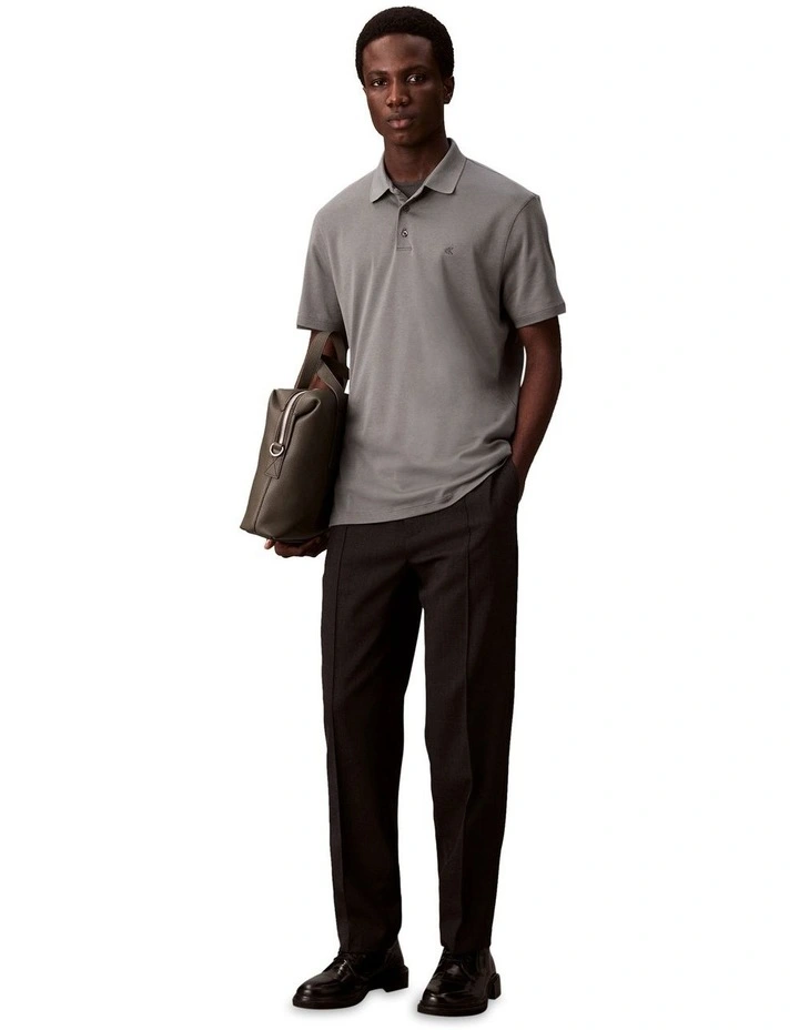 Supima Chest Embro Polo Shirt in Grey image 5