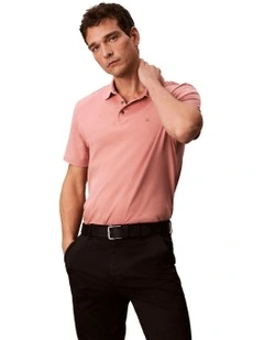 Supima Chest Embro Polo Shirt in Sunset Rose