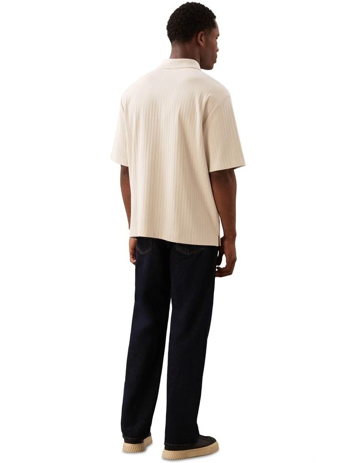 Variegated Rib Relaxed Polo Shirt in Chalk image 2