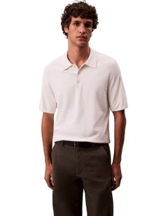 Tech Knit Sweater Polo Shirt in Chalk