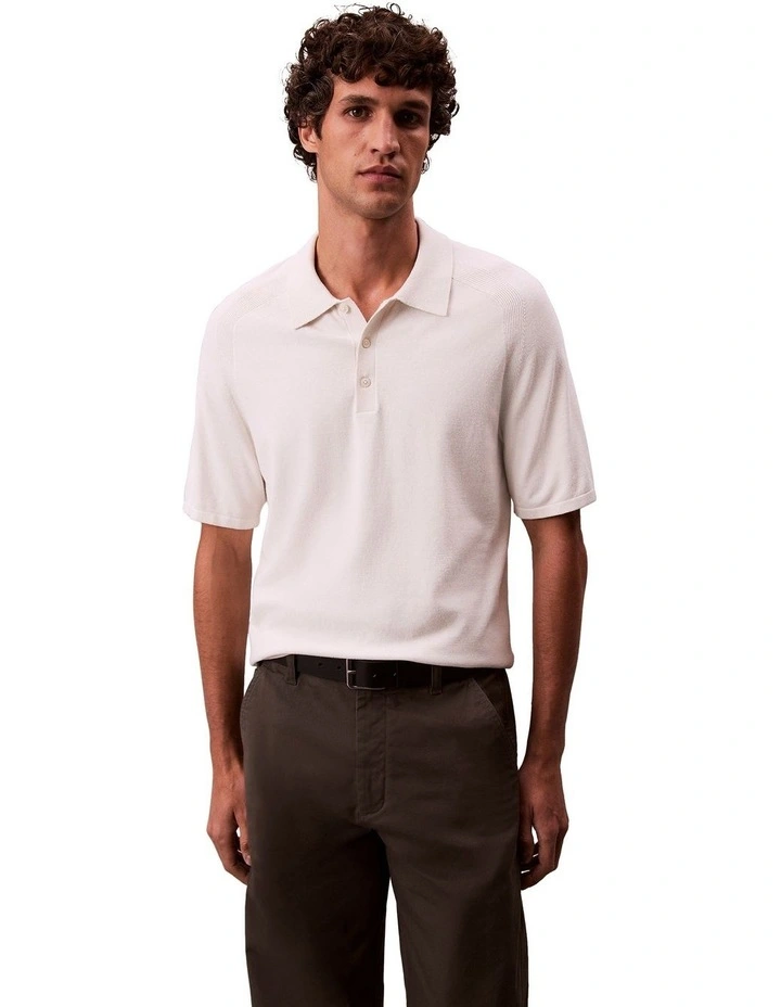 Tech Knit Sweater Polo Shirt in Chalk image 1