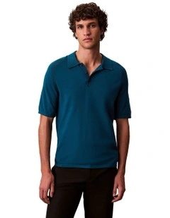 Tech Knit Sweater Polo 14Gg in Deep Sea Teal