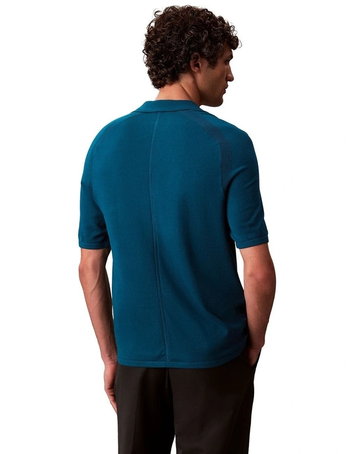 Tech Knit Sweater Polo 14Gg in Deep Sea Teal image 2