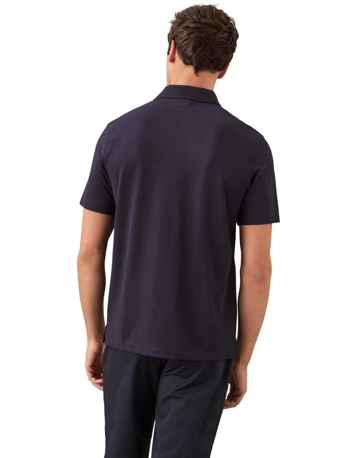 Stripe Strech Jacquard Polo in Navy image 2