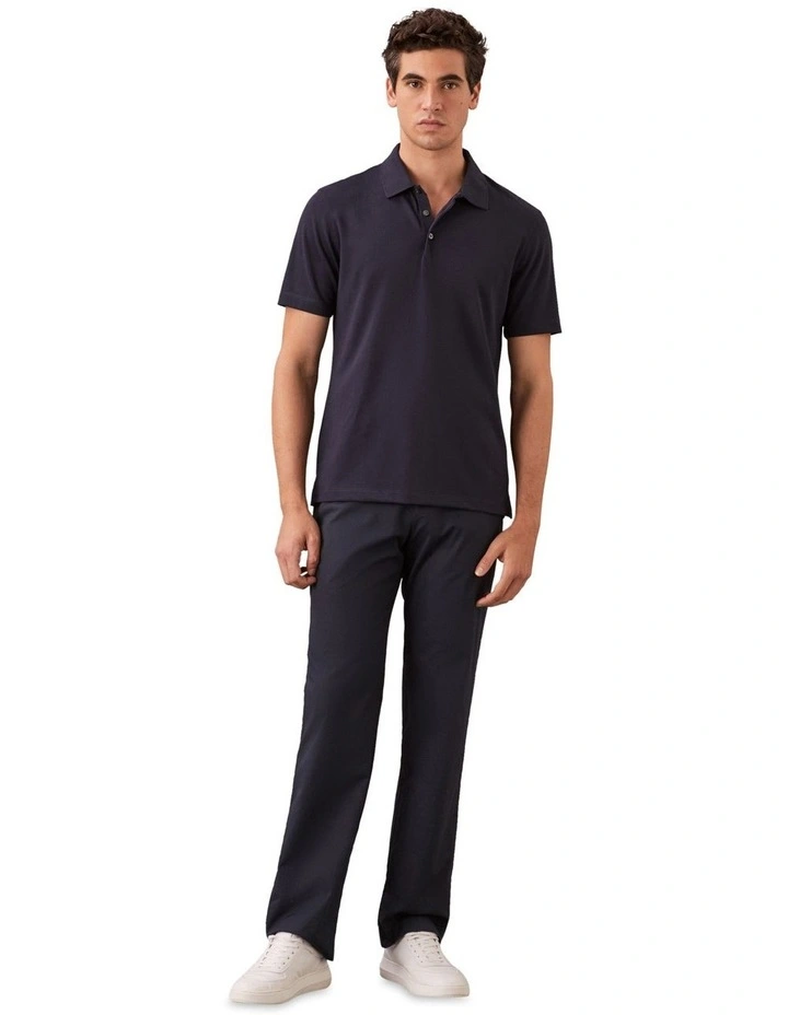 Stripe Strech Jacquard Polo in Navy image 4