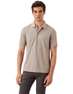 Stripe Strech Jacquard Polo T-shirt in Beige