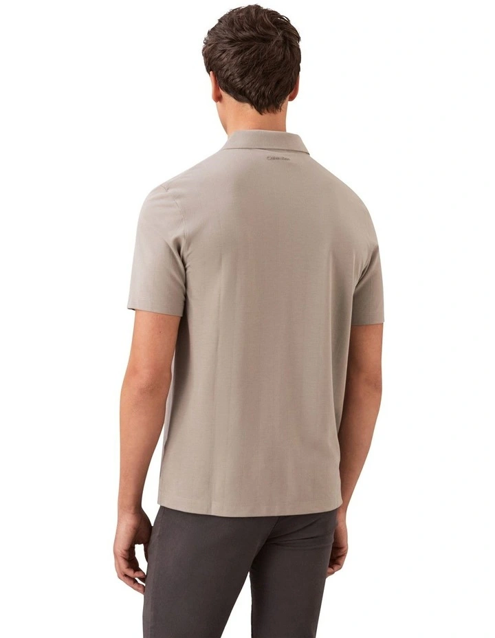 Stripe Strech Jacquard Polo T-shirt in Beige image 2