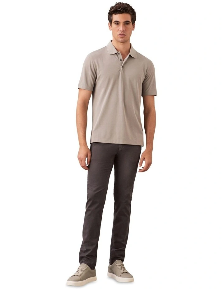 Stripe Strech Jacquard Polo T-shirt in Beige image 4