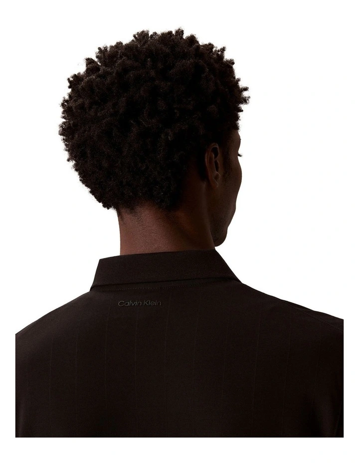 Stripe Strech Jacquard Polo in Black image 4