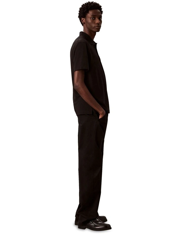 Stripe Strech Jacquard Polo in Black image 5