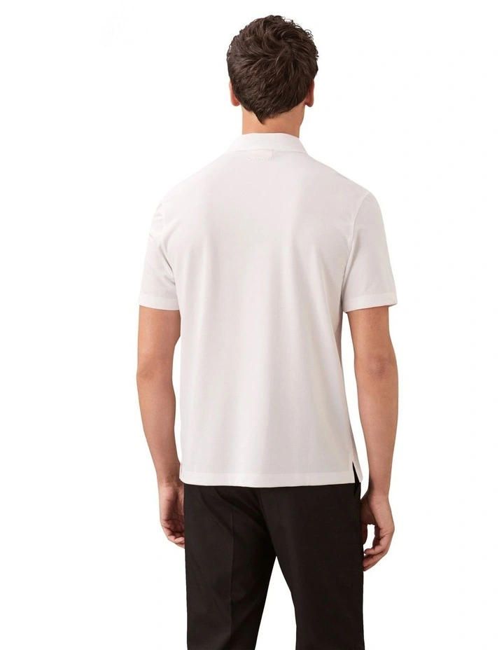 Stripe Strech Jacquard Polo in Bright White image 2