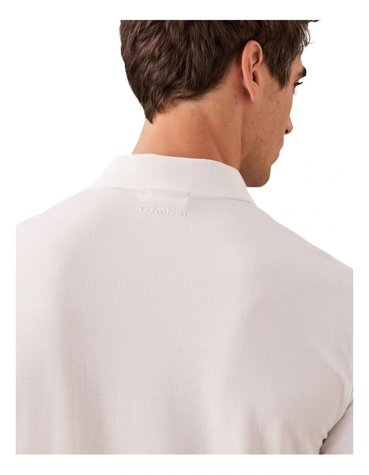 Stripe Strech Jacquard Polo in Bright White image 3